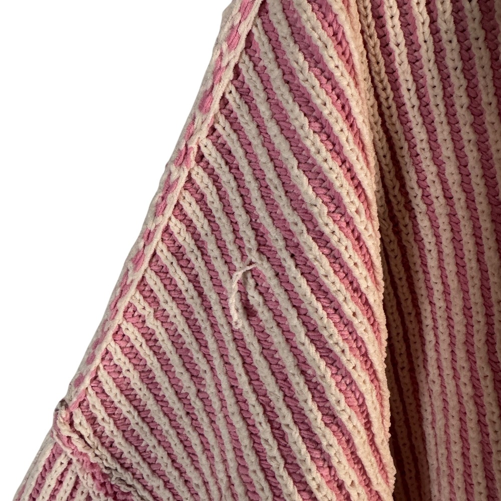 Aerie Women's L Pink Cream Striped Oversized Sweater Cozy Minimalist - Picture 5 of 8